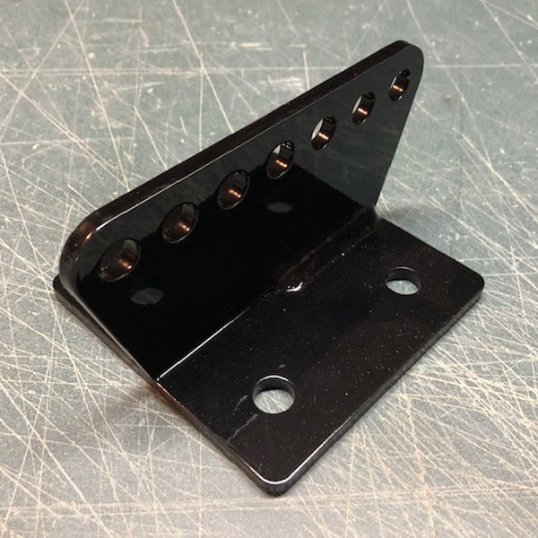 Black-coated steel bracket with a row of holes