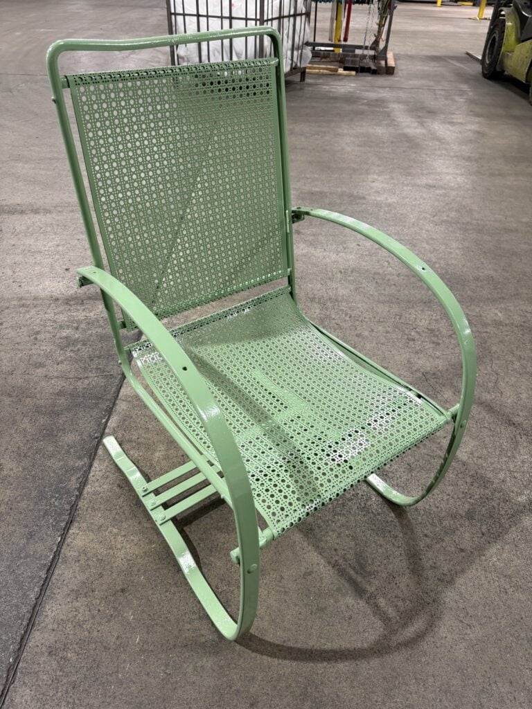 Blasted and painted metal patio chair
