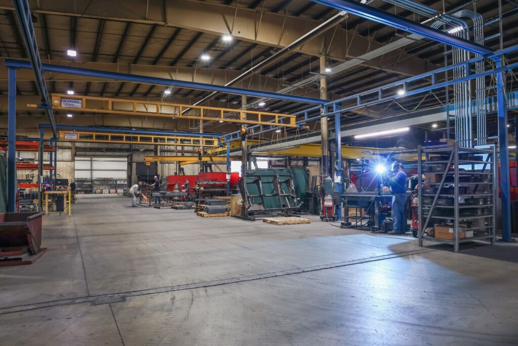Welding bay on the Red Oak Fabrication shop floor